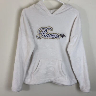 Baltimore Ravens NFL Team Apparel Womens Hooded Sleepwear Embroidered Sz L White - Image 1 of 4
