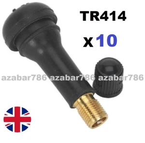 10x TR414 Tubeless Tyre Valves & Dust Caps Rubber Snap In Car Van Wheel Quality - Picture 1 of 1