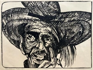 Oscar Carballo. Xylography. Guajiros, 1975. Original signed. Proof of Artist P/A - Picture 1 of 12