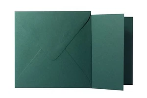 25x Briefumschläge + Klappkarten quadratisch Tannen Grün 13x13 cm / 12,5x12,5 cm - Bild 1 von 1