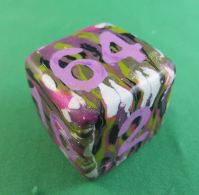 Jena's Handmade Backgammon Doubling Cube 31mm Pink Green White One of a Kind #15 - Image 1 of 4