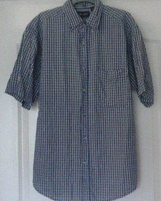 CAMISA DE VESTIR FADED GLORY PARA HOMBRE MANGA CORTA AZUL/BLANCO A CUADROS TALLA S Foto 1 de 2