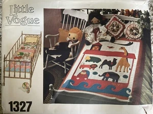 VINTAGE LITTLE VOGUE BABY CHILDS APPLIQUÉ THE ARK ANIMAL QUILT PATTERN 2 Sizes - Picture 1 of 1