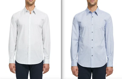 THEORY Men Irving Geo Print Stretch Cotton Button Down Shirt NEW NWT $195  - Image 1 of 4