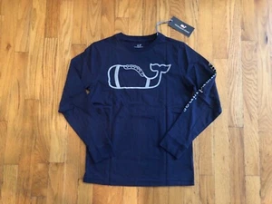 NWT Boy's Vineyard Vines Nautical Navy Football Whale Fill T- Shirt Size M Or L - Picture 1 of 4