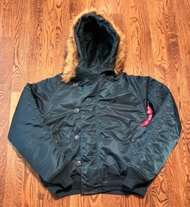 Alpha Industries N-2B Short Waist Parka Jacket Mens XL Blue Bomber EUC - Picture 1 of 3