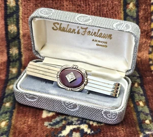 Rockablilly 1950S Tie Clasp in Original Shulan's Akron Ohio Jewelers Box - Picture 1 of 6