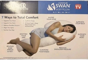 Contour Countour Swan Body Pillow White One Size - Picture 1 of 3