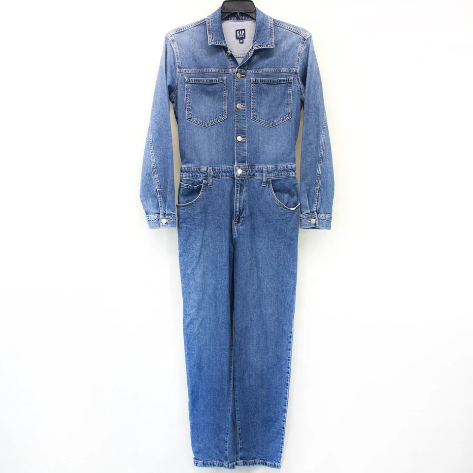 Mono de mezclilla Gap Tall mono bolsillo estilo años 90 informal para mujer talla 4 S Foto 1 de 4