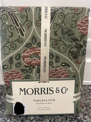MORRIS & Co Seasons By May Floral Birds 60 x 144 Cotton Tablecloth New - Image 1 of 4
