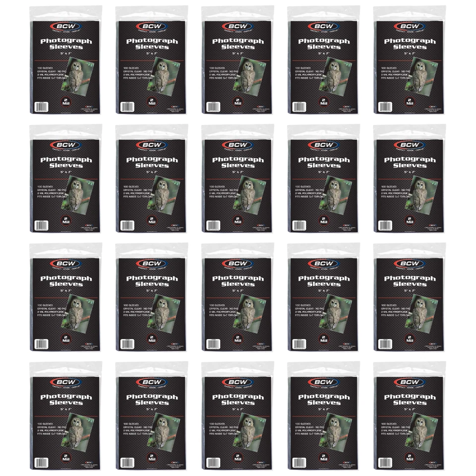 500 BCW 5x7 Acid 2-mil Archival Poly Photo Sleeves 5 X 7 Print Soft Sleeve