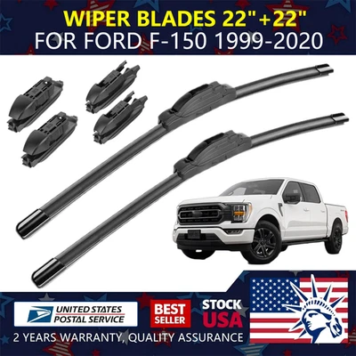 NEW 22"&22" Windshield Wiper Blades Fit For Ford F-150 1999-2020 Set of 2 Foto 1 de 4