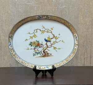 Antique Nippon Hand Painted Porcelain Platter 13"x10" – Bird & Floral with Gilde - Picture 1 of 7