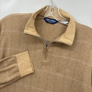 Polo Ralph Lauren Pullover Mens Large Golf Quarter Zip Herringbone Alpaca Blend - Picture 1 of 12
