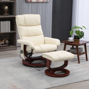 Recliner Chair Massage with Ottoman Swivel Wood Base Remote and Side Pocket - Picture 1 of 45