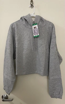 Calvin Klein Jeans Ladies' Cropped Hoodie Sweatshirt Gray Women’s XL - Image 1 of 3