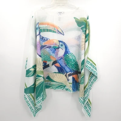 Top poncho tropical Chico's Island Motif talla L/XL tucanes aves ligero Foto 1 de 4
