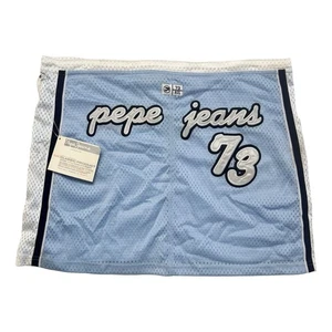 Pepe Jeans Skirt Womens Sz M Powder Blue Mesh Mini Vintage Y2K Deadstock Hip Hop - Picture 1 of 10