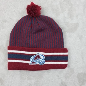 Gorro Colorado Avalanche Jóvenes Niños 8 20 Borgoña Azul Pom Puño Tejido NHL - Imagen 1 de 6