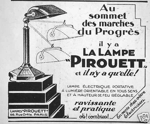PUBLICITÉ 1929 LAMPE PIROUETT AU SOMMET DES MARCHES DU PROGRÈS IL N'Y A QUELLE - Imagen 1 de 1