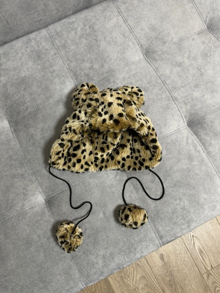 Vintage Leopard Fur Hat Trapper Fuzzy Y2K USA Ushanka Japanese Men’s Women’s - Image 1 of 4