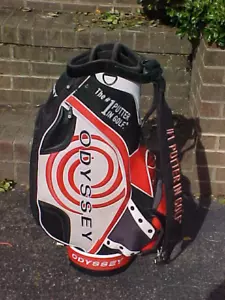ODYSSEY " The # 1 PUTTER IN GOLF " 11" x 9 1/2" Red Black White Club Bag w Cover - Picture 1 of 15