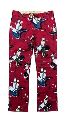 Pantalones de golf Loudmouth para hombre 32x32 rojos retro de colección boliche prendedores estampado MCM atómico Foto 1 de 4