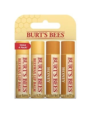BURT'S BEES 100 % natürlicher, feuchtigkeitsspendender Lippenbalsam, 4er-Pack, Original B