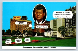 Cartolina JFK luogo dell'assassinio presidente John F. Kennedy posizione mappata - Foto 1 di 2