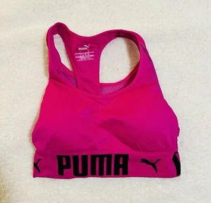 PUMA Activewear Bra Top Women Size S Small NEW NWOT Hot Pink Puma Logo Stylish - Picture 1 of 3