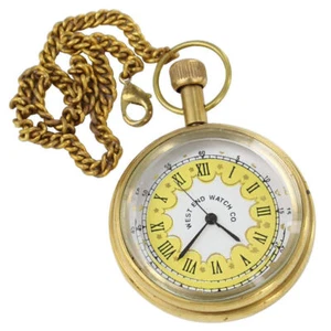 Smooth Vintage Timepiece Pocket Mechanical Watch with Chain Gold color +Free Box - Picture 1 of 5