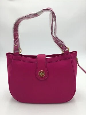 Isaac Mizrahi Live! Bridgehampton Lamb Leather Hobo Bags, Bright Berry - Image 1 of 4