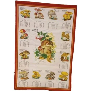 Stoffkalender 2025 Geschirrtuch Kalender Textilkalender " Pilze " 45x65 cm - Bild 1 von 3