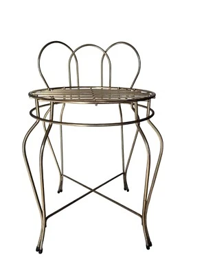Vintage Vanity Boudoir Chair Stool Gold Brass Hollywood Regency No Cushion - Image 1 of 4