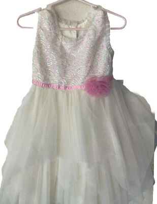 NUEVO Vestido de Encaje Jona Michelle Talla 2T Niñas Crema de Mantequilla Lentejuelas Multicolor Foto 1 de 4