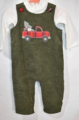 Conjunto de monos y camisas Mud Pie 6-9 meses camión de Navidad monos largos para niños Foto 1 de 4