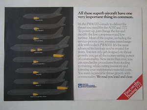 3/1991 PUB PRATT & WHITNEY PW4000 ENGINE BOEING 777 AIRLINER A330 MD-11 A310 AD - Imagen 1 de 1