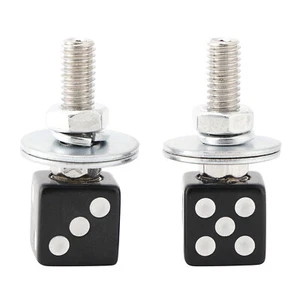 2x Custom DICE License Plate Bolt Screw Black Plastic Motorcycle Chopper Bobber. - Picture 1 of 7