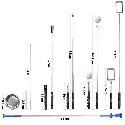BROILISSIMO Magnet Teleskop Werkzeug Set Inspektionsspiegel LED Spiegel Pick Up Magnetheber