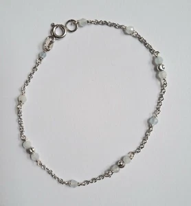 Bracciale in argento 925 con sfere di argento sfaccettate e acquamarina - Foto 1 di 4