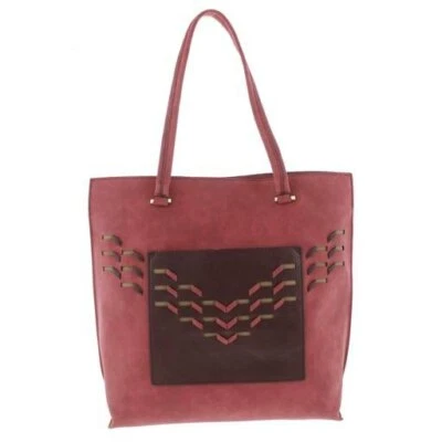 Bolso de Mano Danielle Nicole Lonna Imitación Gamuza Imán Cierre Color Bloque - Rojo #5984 Foto 1 de 4