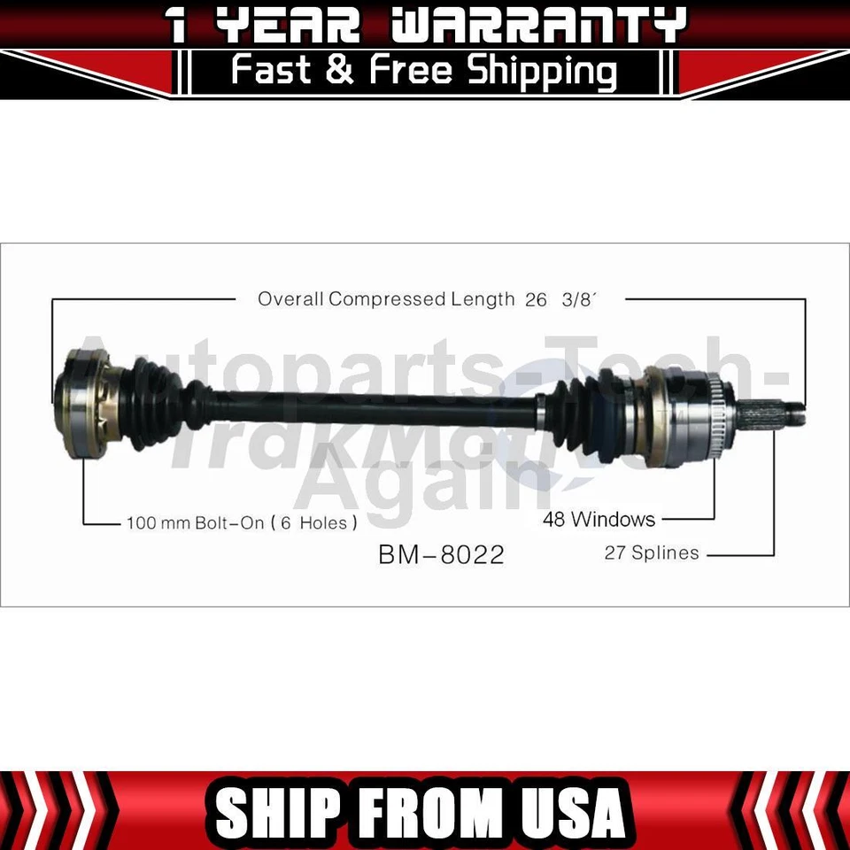 TrakMotive 1 Rear Right CV Axle Shaft Fits 2000 BMW 323Ci 1999-2000 BMW 323i - Image 1 of 1