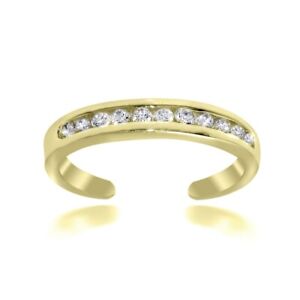 Gold Tone Over Sterling Silver Channel Set CZ Toe Ring