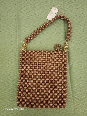 Bolso de mano vintage con cuentas de madera de los años 60  Foto 1 de 4