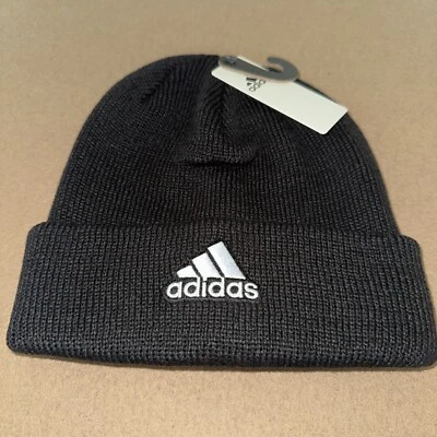 Adidas Mens Team Issue Fold Cuffed Beanie Hat - Black/White (NWT) - Image 1 of 4