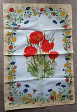 Vintage 'Poppy & Wild Flowers' Tea Towel