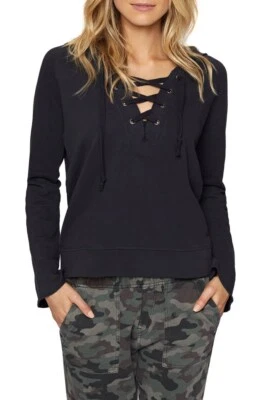 Sudadera con Capucha Sanctuary Nordstrom Bailey Manga Campana Con Cordones Gris Oscuro Talla M NUEVA Foto 1 de 4