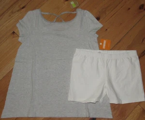 Gymboree & Crazy 8 a-line summer top & bike shorts NWT girl 14 gray white - Picture 1 of 2