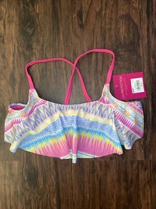 SO Girls Pink Multicolor Bikini Top Size 7/8 NWT - Picture 1 of 4