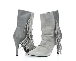 Raye Jess Women's gray suede fringe pull on booties sz. 40 - Picture 1 of 7